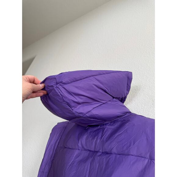 NWT Women's Purple Puffer Vest Jacket with Hoodie Open Side Tie Y2k Large - Picture 5 of 9